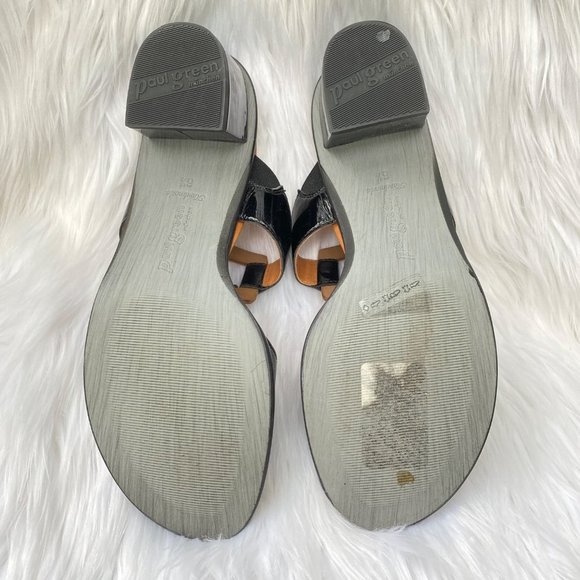 Paul Green Munchen 6 1/2 (fit US 8, 38) slip on heel‎ sandals black patent - Picture 9 of 10